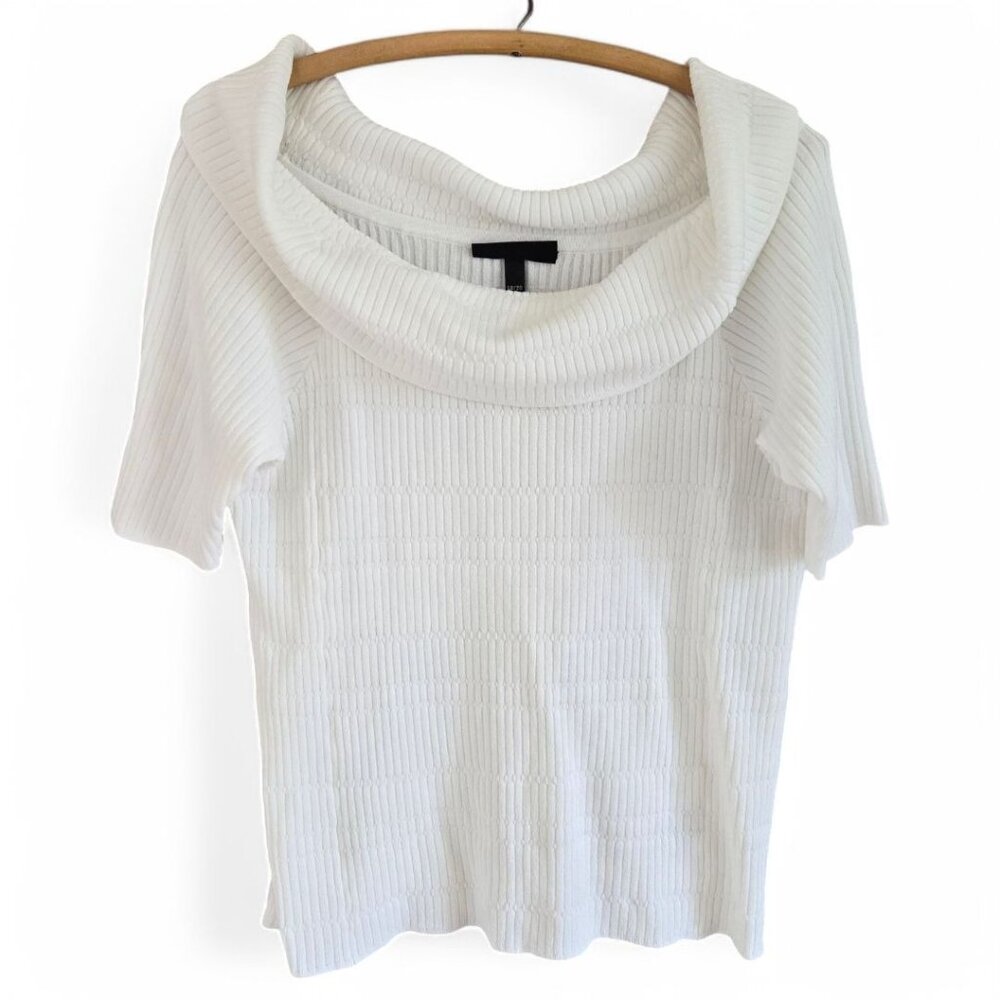 NWT Lane Bryant Womens White Short Sleeve Cowl Neck Off the Shoulder Top 18/20